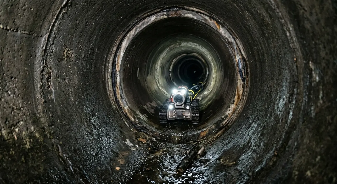 Robotic sewer camera inspecting pipe interior for Sewer Line Repair in La Verne